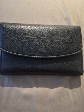 Women's Black Pebbled Leather Wallet - Sleek Fold Organizer